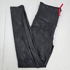 Spanx‎ Faux Leather Leggings High Waist Black Smoothing Womens Size Large 15435.